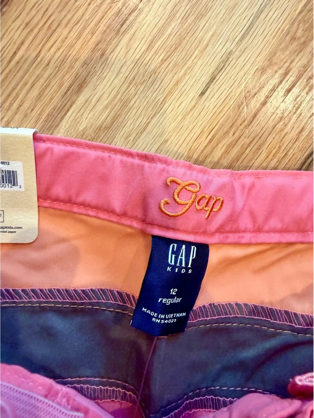Y2K Gap Girl Board Shorts Size 12 NWT Pink Orange Brown Colorblock Swim